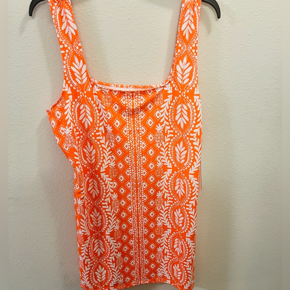 Lilly Pulitzer Larsa Flamingo Feather Harbour View Orange Swim Cover-Up Dress